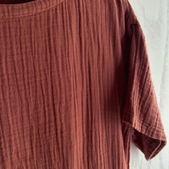 Eileen Fisher Rust Short Sleeve Dress organic cotton - Picture 5 of 5